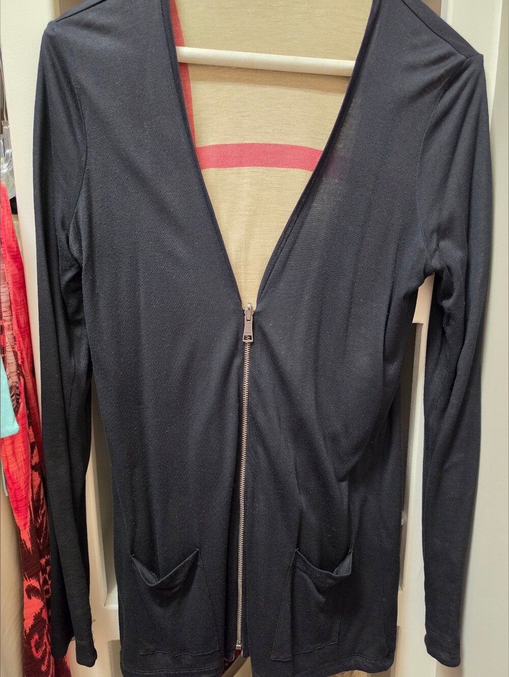 Buberry Women's Black Zip-Front Lightweight Blazer Jacket